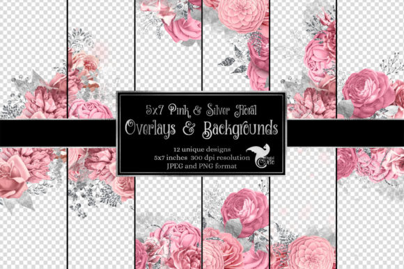 5x7 Pink and Silver Floral Overlays: A Process-Oriented Digital Asset