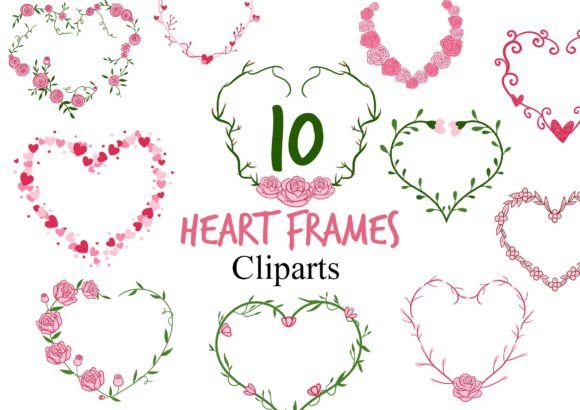 Elevating Creative Expression with Heart Floral Frames Clipart