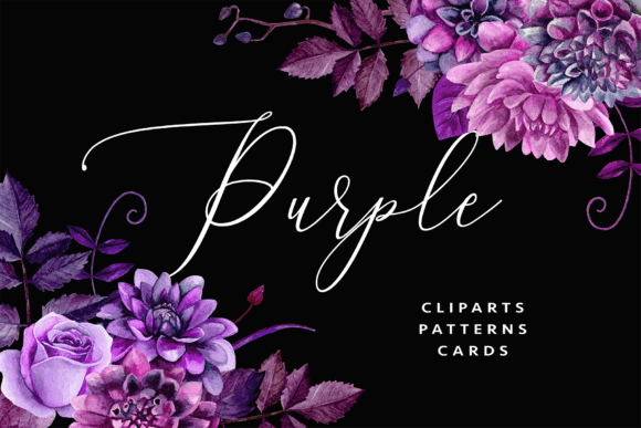 Evaluating Watercolor Black Purple Floral Clipart for Your Creative Projects