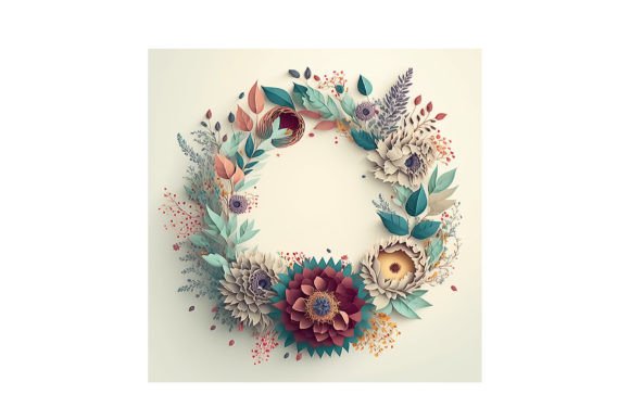 Floral Wreath Design V13: A Whimsical PNG Asset
