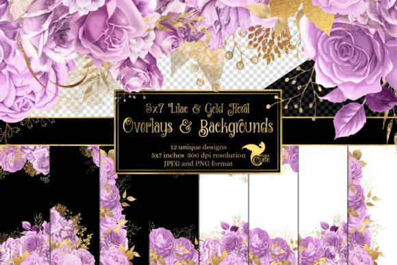 Lilac and Gold Floral Overlays: A Strategic Asset for Creative Projects