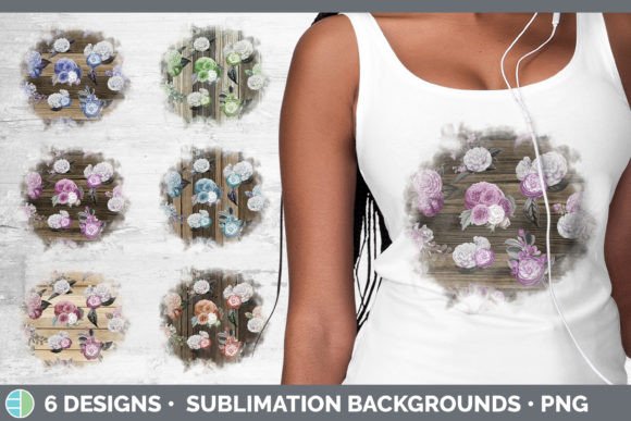 Wood Floral Grunge Sublimation Bundle