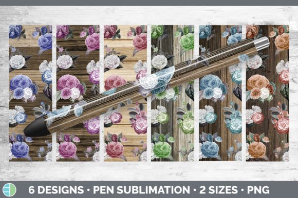 Wood Floral Pen Wraps Sublimation Bundle